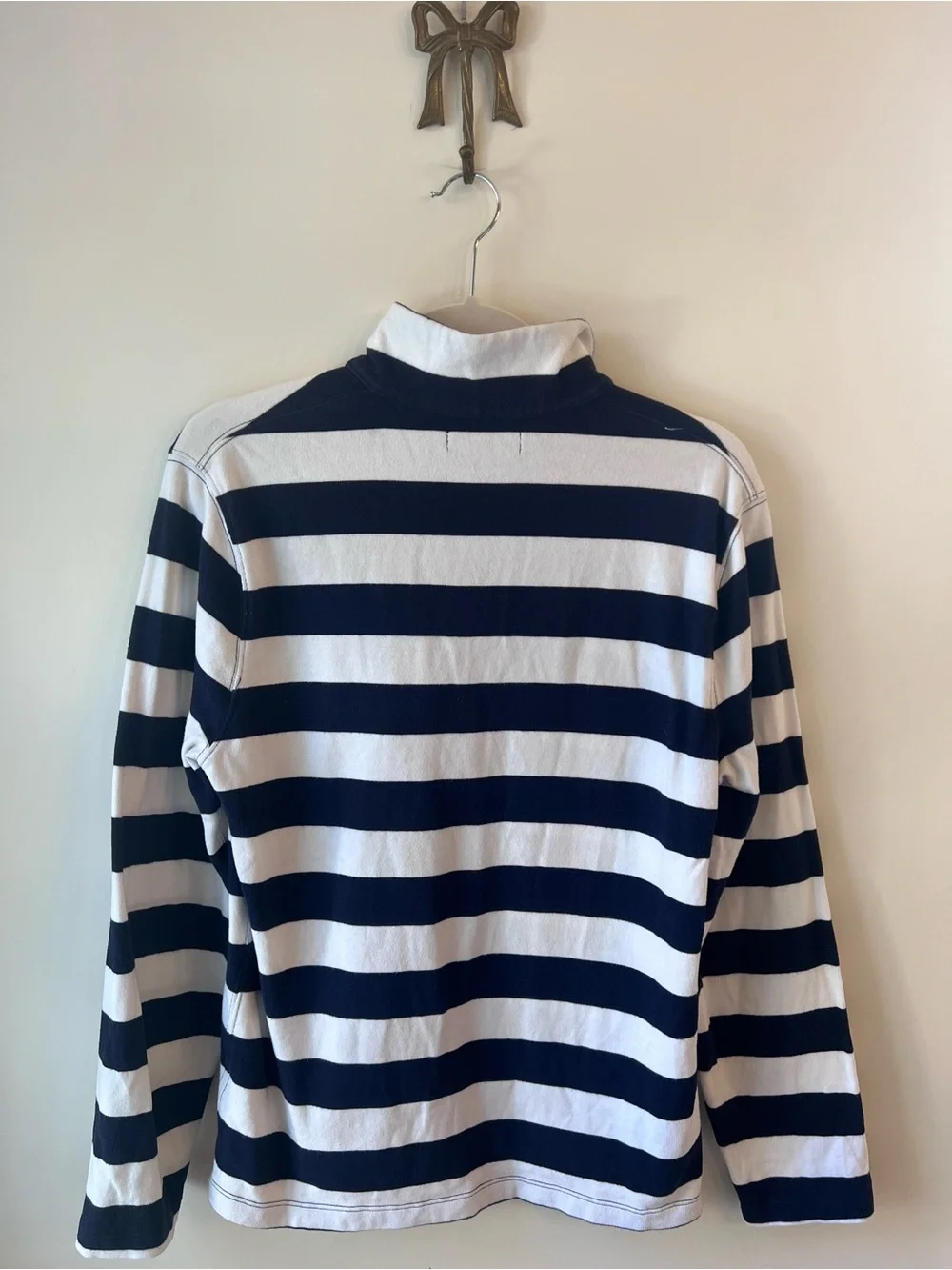 J.Crew Mercantile Women’s Navy White Striped Half Zip Pullover 100% Cotton